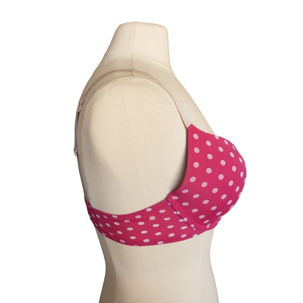 Aerie Womens 36D Bra Pink Polka Dot T-Shirt Underwire Bra Lightly Padded Comfy - Picture 5 of 10